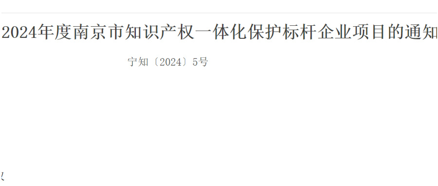 4月15日申報截止！南京市知識產(chǎn)權(quán)一體化保護標桿企業(yè)項目啟動