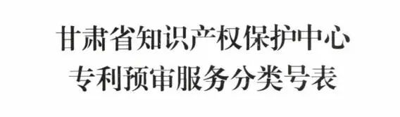 甘肅省知識產權保護中心關于調整專利預審服務分類號的通知